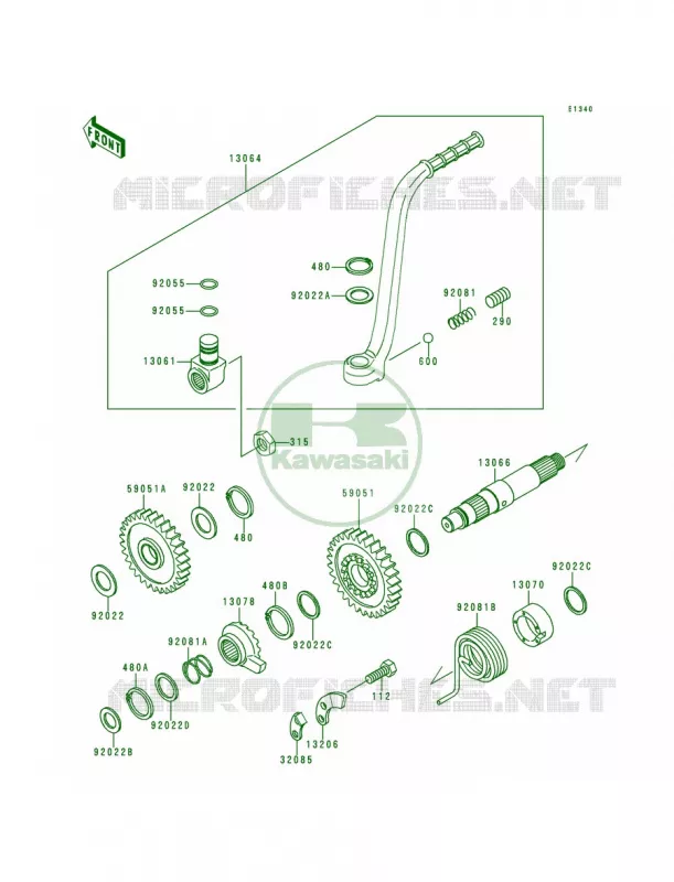Kickstarter Mechanism Kawasaki MOTOS 200 1994 KDX200  KDX200-E6