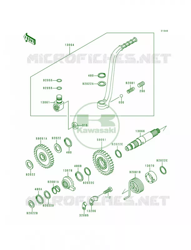 Kickstarter Mechanism Kawasaki MOTOS 200 1994 KDX200  KDX200-E6