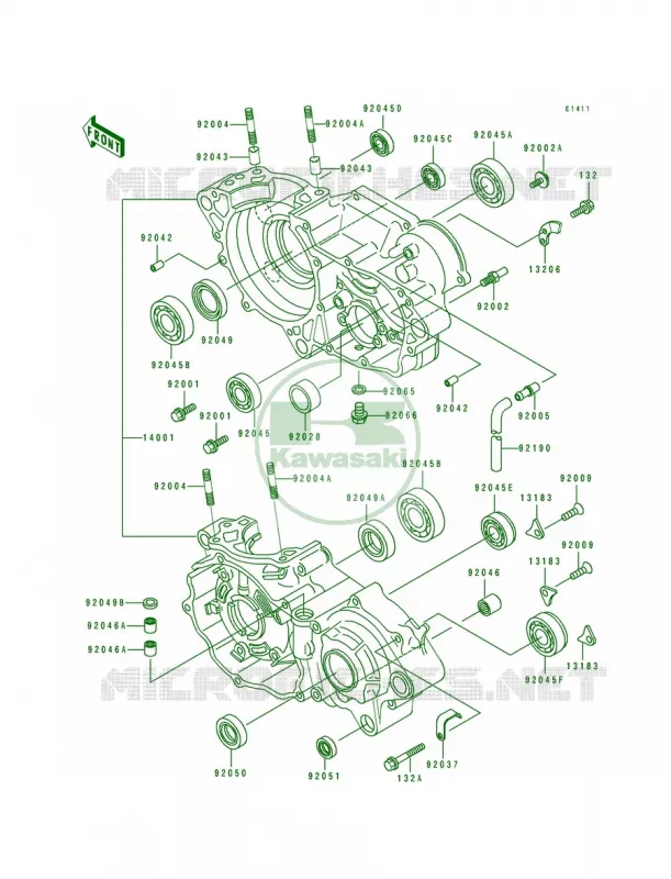 Crankcase Kawasaki MOTOS 250 1994 KDX250  KDX250-D4