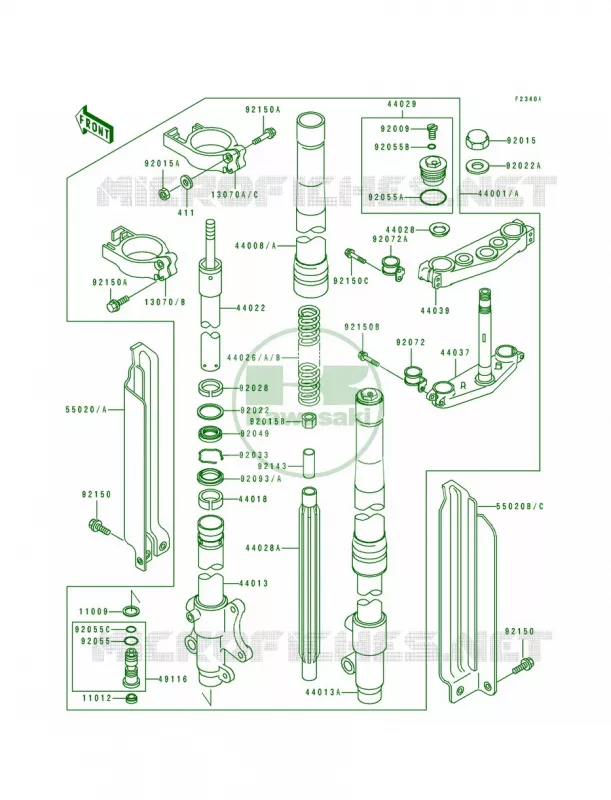 Front Fork KDX250-D2D3D4 Kawasaki MOTOS 250 1994 KDX250  KDX250-D4
