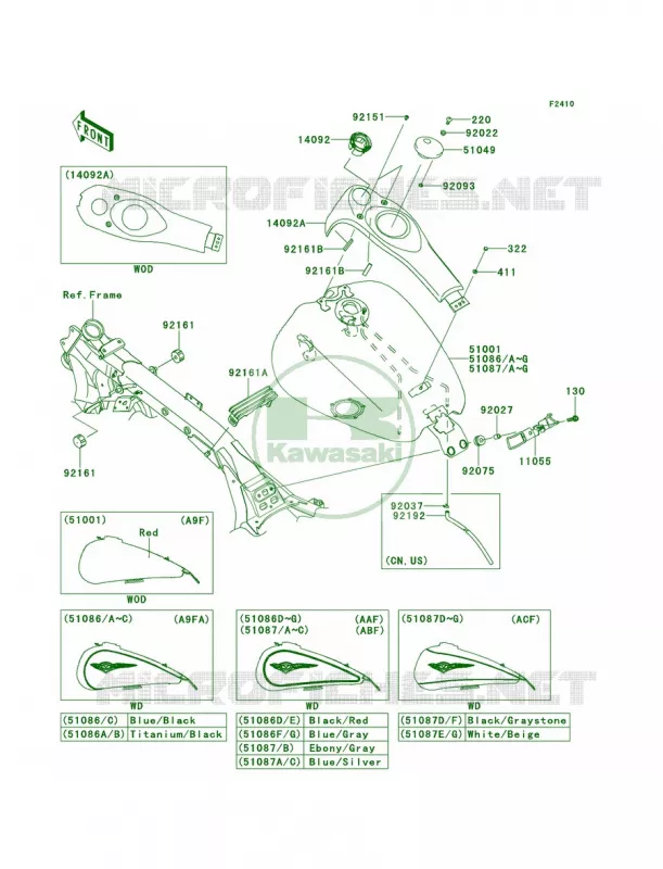 Fuel Tank Kawasaki MOTOS 1700 2009 Vulcan 1700 Voyager  VN1700A9F