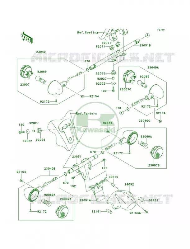 Turn SignalsA9F-ABF Kawasaki MOTOS 1700 2009 Vulcan 1700 Voyager  VN1700A9F