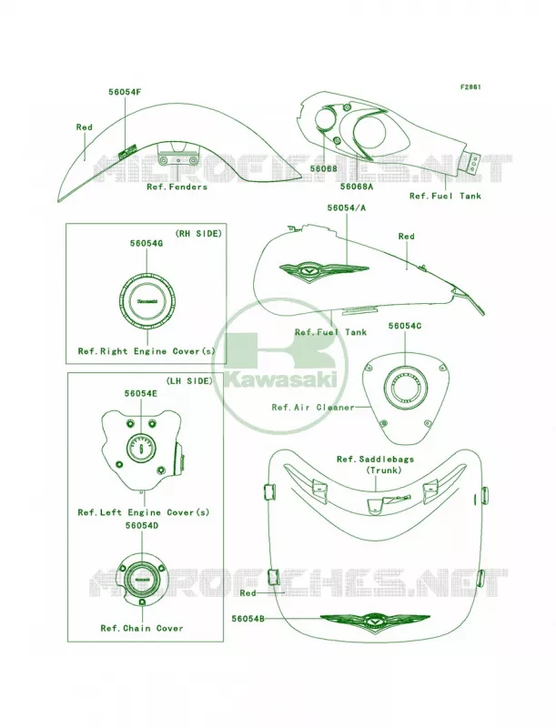 DecalsRedB9F Kawasaki MOTOS 1700 2009 Vulcan 1700 Voyager ABS  VN1700B9F