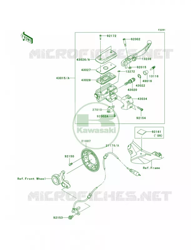 Front Master Cylinder Kawasaki MOTOS 1700 2009 Vulcan 1700 Voyager ABS  VN1700B9F