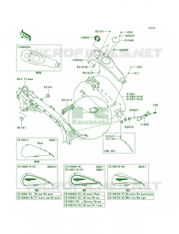 Fuel Tank Kawasaki MOTOS 1700 2009 Vulcan 1700 Voyager ABS  VN1700B9F
