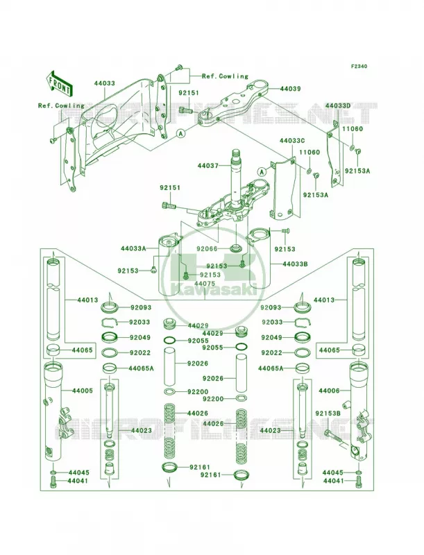 Front ForkD6F Kawasaki MOTOS 1600 2007 Vulcan 1600 Nomad  VN1600D7F