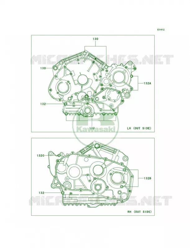 Crankcase Bolt Pattern Kawasaki MOTOS 900 2006 Vulcan 900 Classic LT  VN900D6F