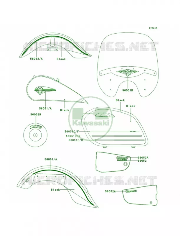 DecalsBlackVN1500-L4 Kawasaki MOTOS 1500 2003 Vulcan 1500 Nomad Fi  VN1500-L4