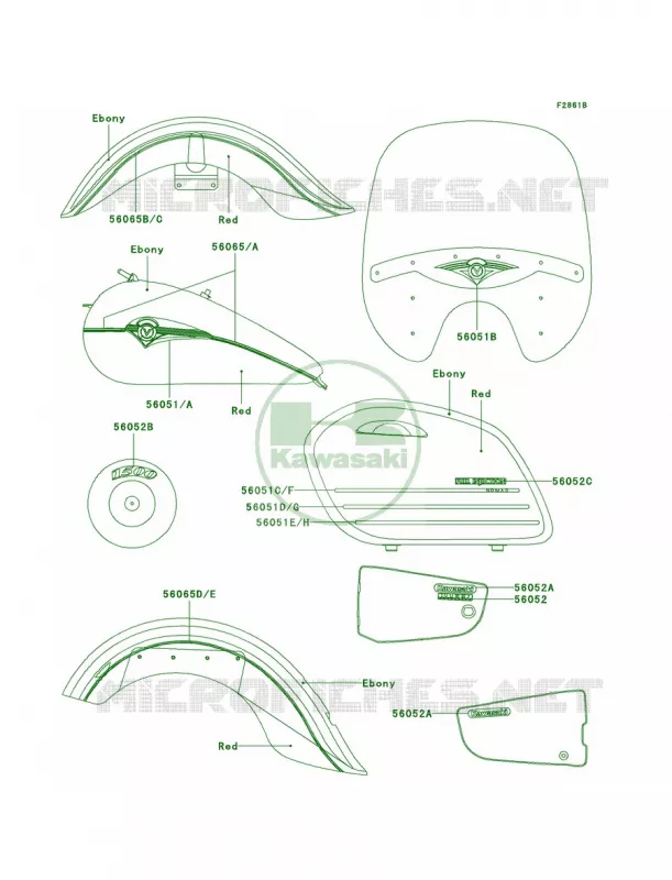DecalsEbonyRedVN1500-L3 Kawasaki MOTOS 1500 2003 Vulcan 1500 Nomad Fi  VN1500-L4