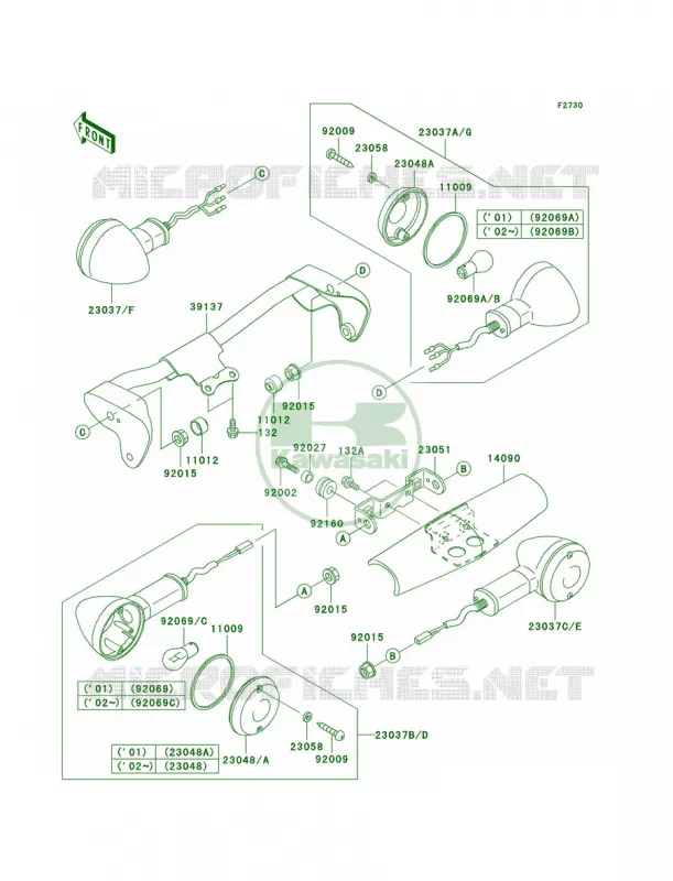 Turn Signals Kawasaki MOTOS 1500 2002 Vulcan 1500 Nomad Fi  VN1500-L3