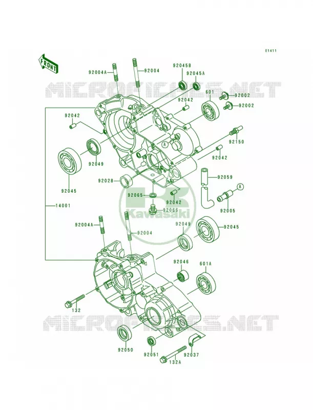 Crankcase Kawasaki MOTOS 200 1993 KDX200  KDX200-E5