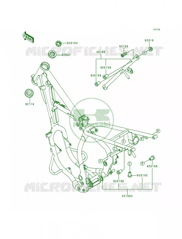 Frame Kawasaki MOTOS 200 1993 KDX200  KDX200-E5