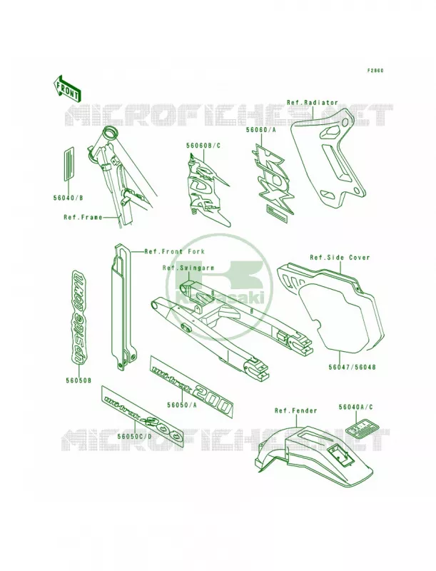 LabelKDX200-E4E5 Kawasaki MOTOS 200 1993 KDX200  KDX200-E5