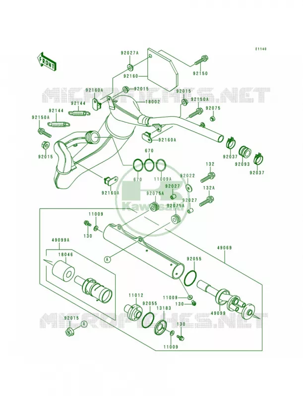 Mufflers Kawasaki MOTOS 200 1993 KDX200  KDX200-E5