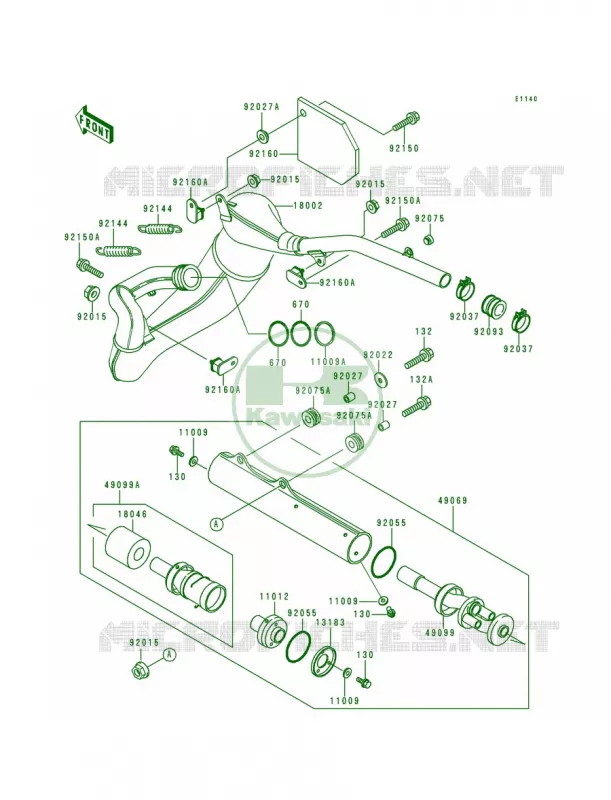 Mufflers Kawasaki MOTOS 200 1993 KDX200  KDX200-E5