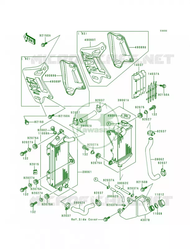 RadiatorKDX200-E4E5 Kawasaki MOTOS 200 1993 KDX200  KDX200-E5
