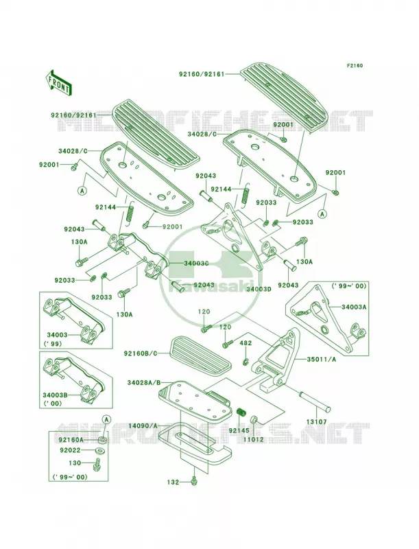 Footrests Kawasaki MOTOS 1500 1999 Vulcan 1500 Nomad  VN1500-G1