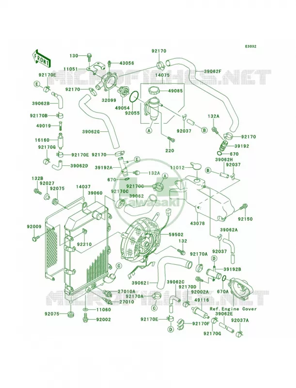 Radiator Kawasaki MOTOS 1500 1999 Vulcan 1500 Nomad  VN1500-G1A