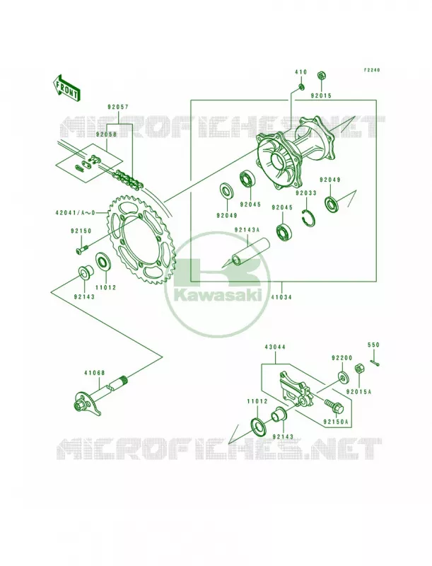 Rear Hub Kawasaki MOTOS 250 1993 KDX250  KDX250-D3