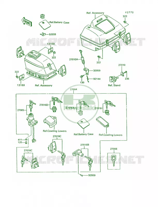 Ignition SwitchLocksReflectors Kawasaki MOTOS 1200 1995 Voyager XII  ZG1200-B9
