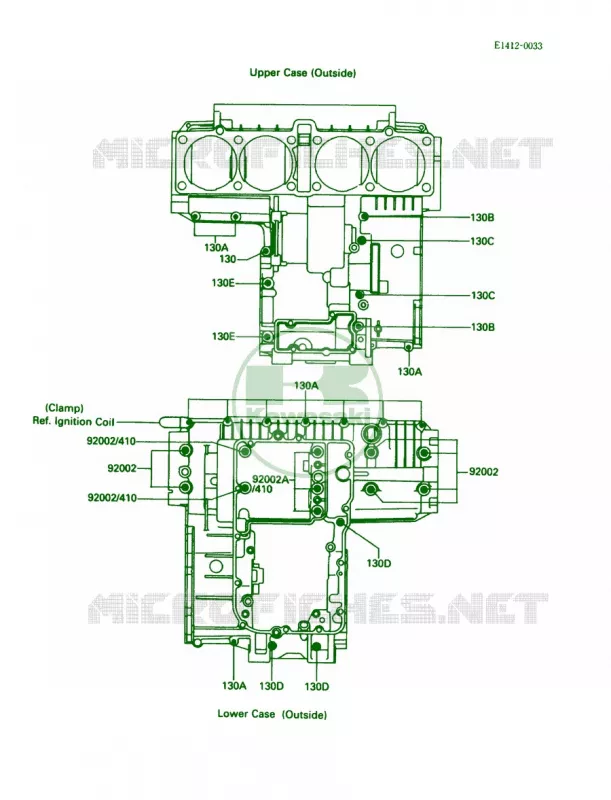 Crankcase Bolt Pattern Kawasaki MOTOS 1200 1989 Voyager XII  ZG1200-B3