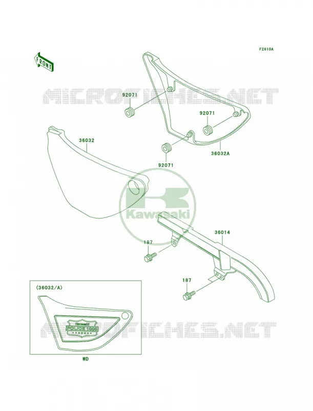 Side CoversChain CoverP21-P24 Kawasaki MOTOS 1000 2005 Police 1000  KZ1000-P24