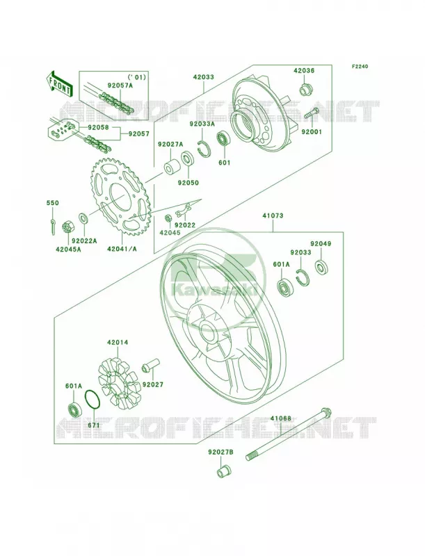 Rear WheelChain Kawasaki MOTOS 1000 2002 Police 1000  KZ1000-P21