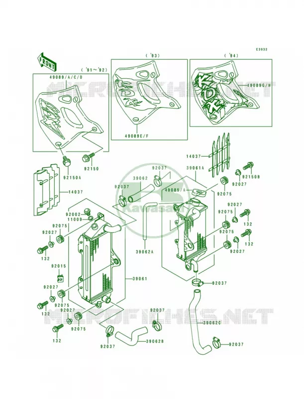 Radiator Kawasaki MOTOS 250 1992 KDX250  KDX250-D2