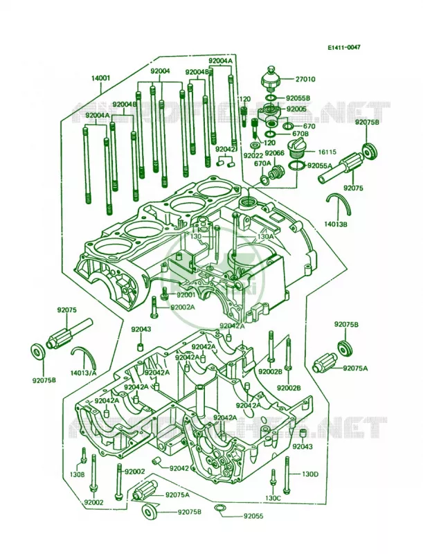 Crankcase Kawasaki MOTOS 1000 1995 Police 1000  KZ1000-P14