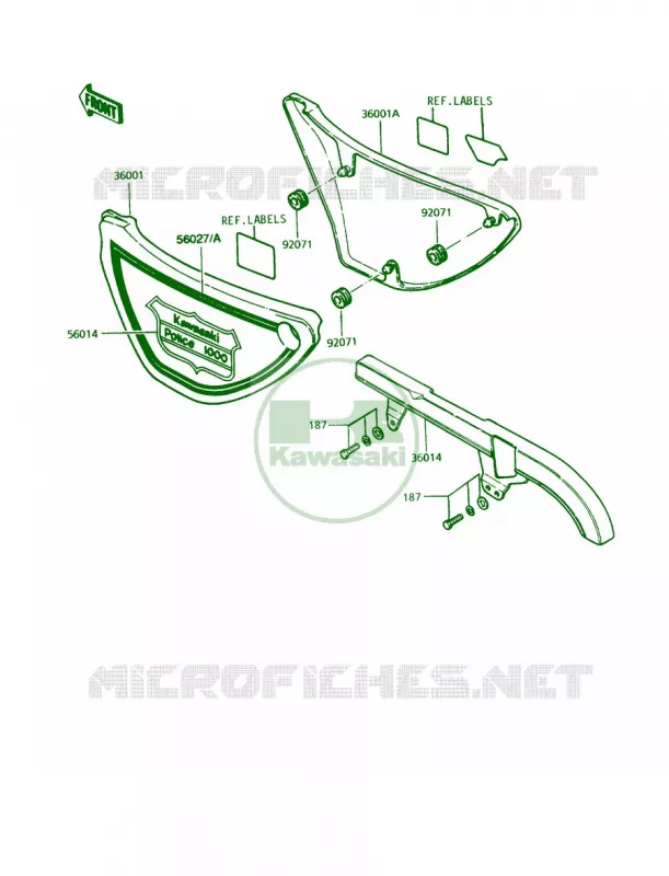 Side CoversChain Cover Kawasaki MOTOS 1000 1995 Police 1000  KZ1000-P14