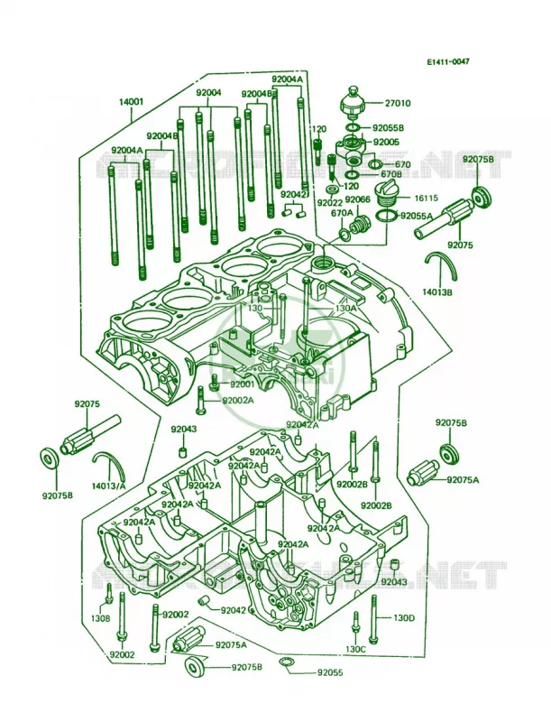Crankcase Kawasaki MOTOS 1000 1993 Police 1000  KZ1000-P12