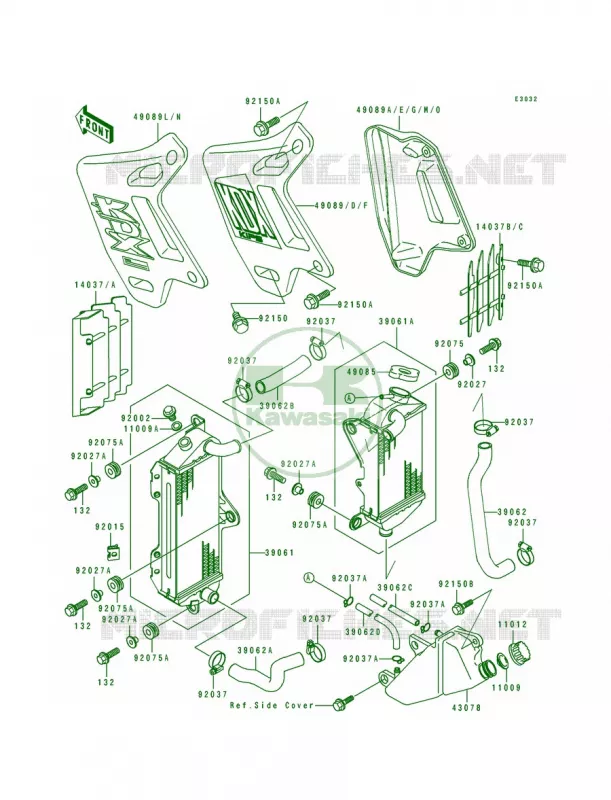 Radiator Kawasaki MOTOS 200 1991 KDX200  KDX200-E3