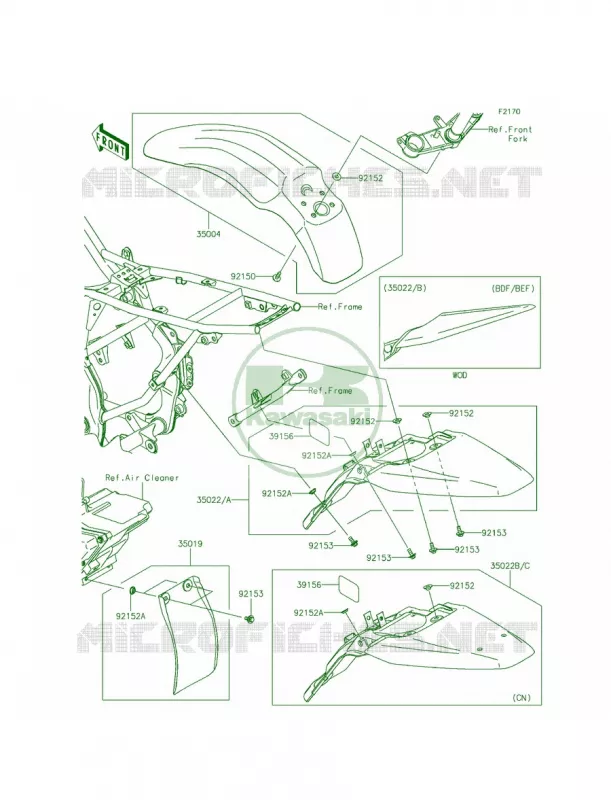 Fenders Kawasaki MOTOS 140 2013 KLX140L  KLX140BDF
