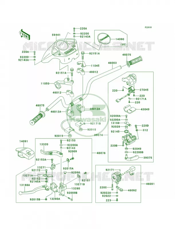 Handlebar Kawasaki QUAD 360 2011 Prairie 360 4X4  KVF360ABF