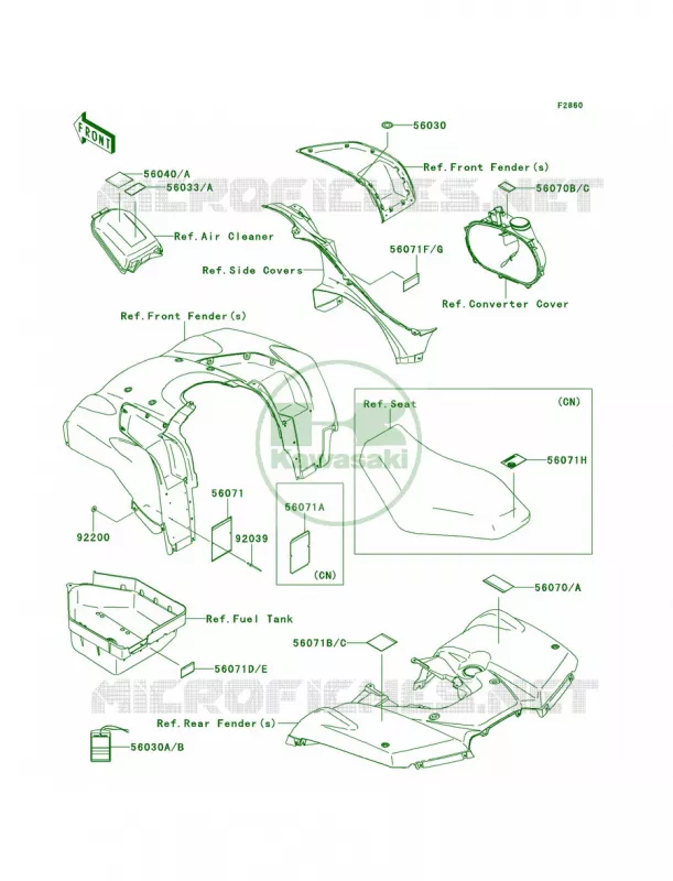 Labels Kawasaki QUAD 650 2011 Brute Force 650 4x4i  KVF650FBF
