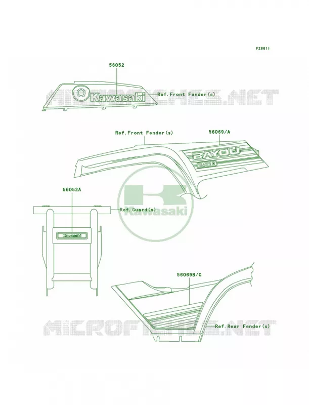 DecalsRedBlueAAF Kawasaki QUAD 250 2010 Bayou 250  KLF250AAF