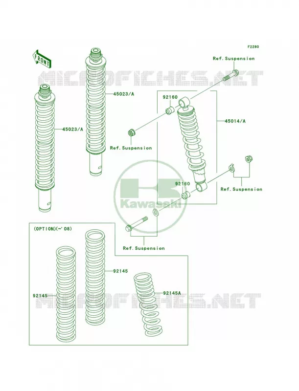 Shock Absorbers Kawasaki QUAD 360 2010 Prairie 360 4X4 Realtree APG HD  KVF360CAF