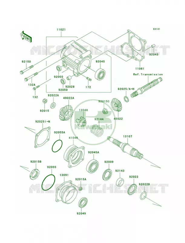 Front Bevel Gear Kawasaki QUAD 250 2009 Bayou 250  KLF250A9F