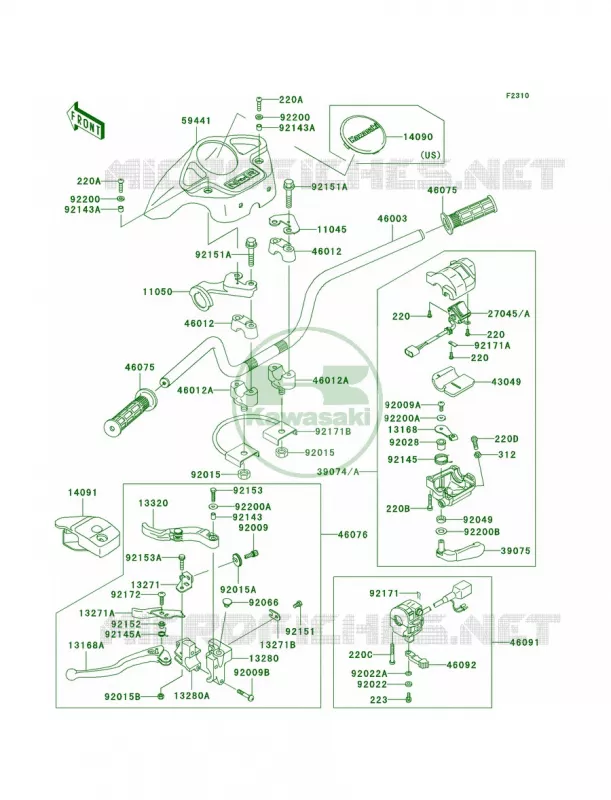 Handlebar Kawasaki QUAD 360 2009 Prairie 360 4X4  KVF360A9F