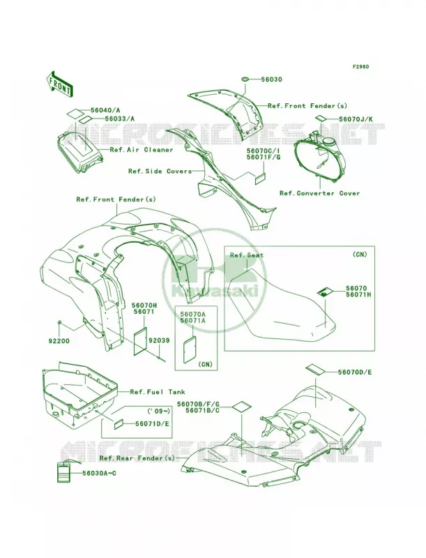 Labels Kawasaki QUAD 650 2009 Brute Force 650 4x4i  KVF650F9F