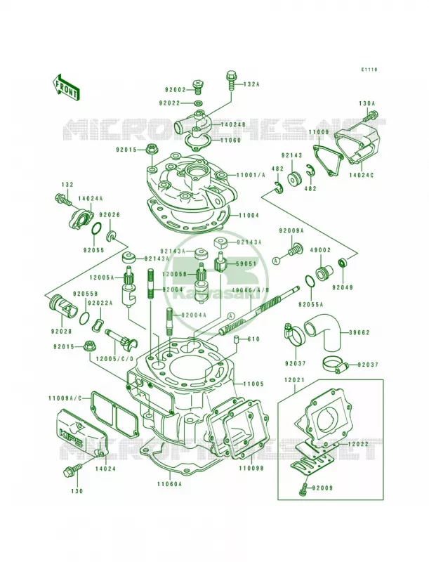 Cylinder HeadCylinder Kawasaki MOTOS 200 1990 KDX200  KDX200-E2