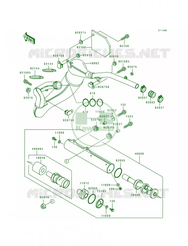 MufflerKDX200-E3 Kawasaki MOTOS 200 1990 KDX200  KDX200-E2