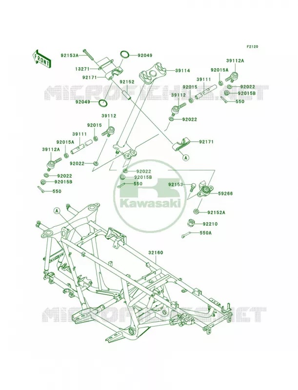 Frame Kawasaki QUAD 650 2008 Brute Force 650 4x4  KVF650D8F