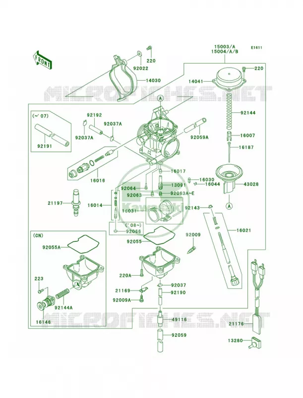 Carburetor Kawasaki QUAD 360 2008 Prairie 360 4X4  KVF360A8F