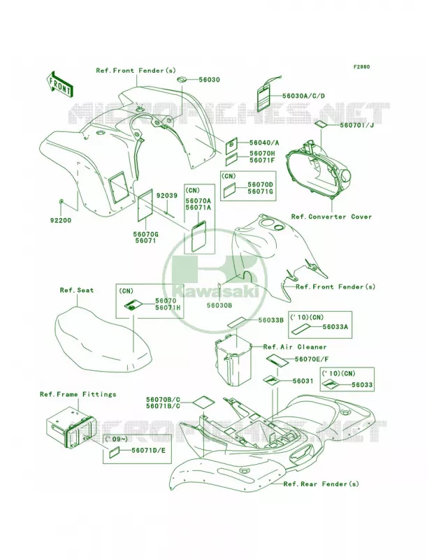Labels Kawasaki QUAD 360 2008 Prairie 360 4X4  KVF360A8F