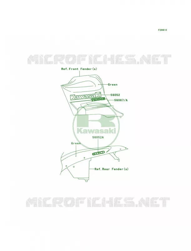 DecalsGreenB7F Kawasaki QUAD 360 2008 Prairie 360  KVF360B8F