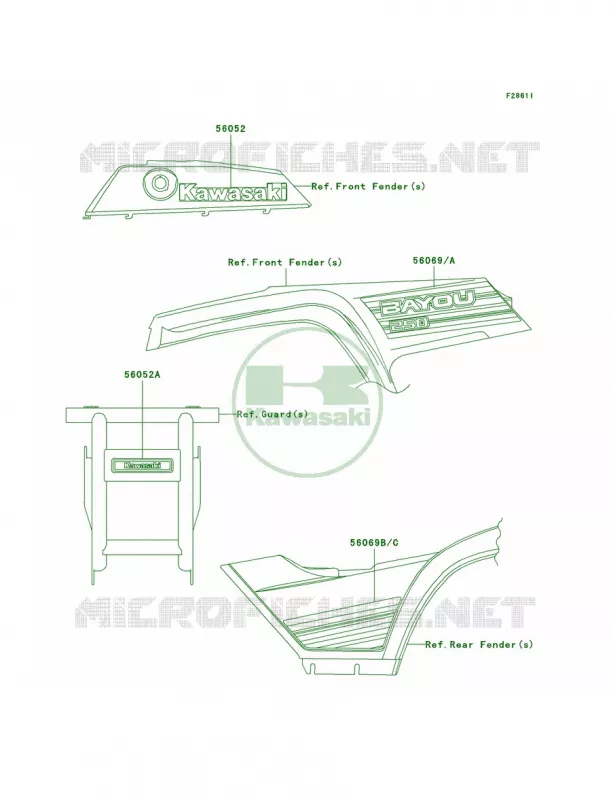 DecalsRedBlueAAF Kawasaki QUAD 250 2008 Bayou 250  KLF250A8F