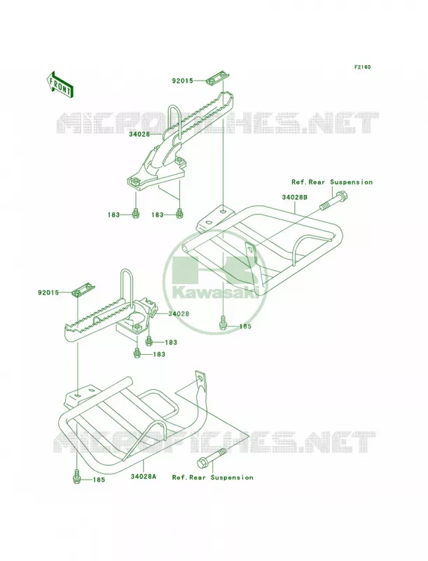 Footrests Kawasaki QUAD 250 2007 Bayou 250  KLF250A7F