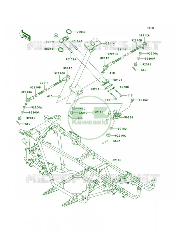 Frame Kawasaki QUAD 360 2007 Prairie 360 4X4  KVF360A7F