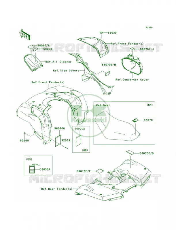 Labels Kawasaki QUAD 650 2007 Brute Force 650 4x4i  KVF650H7F